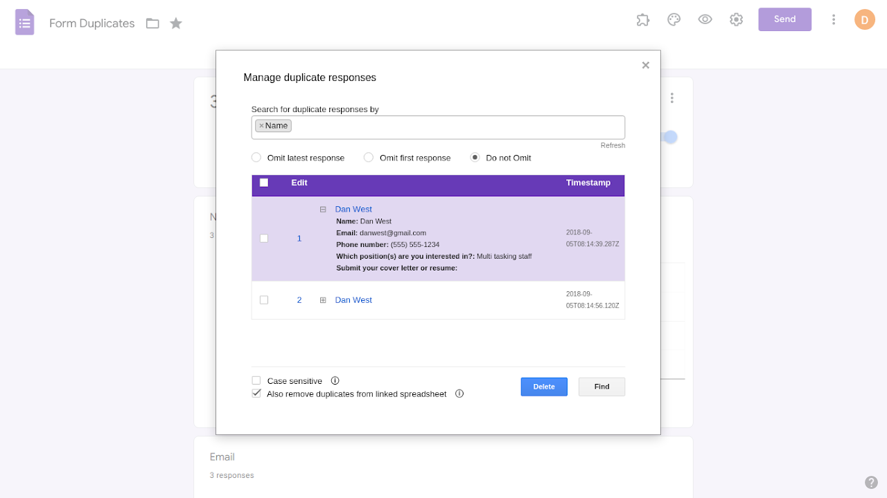 form duplicates